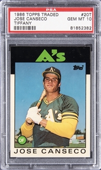 1986 Topps Traded Tiffany #20T Jose Canseco Rookie Card  - PSA GEM MT 10